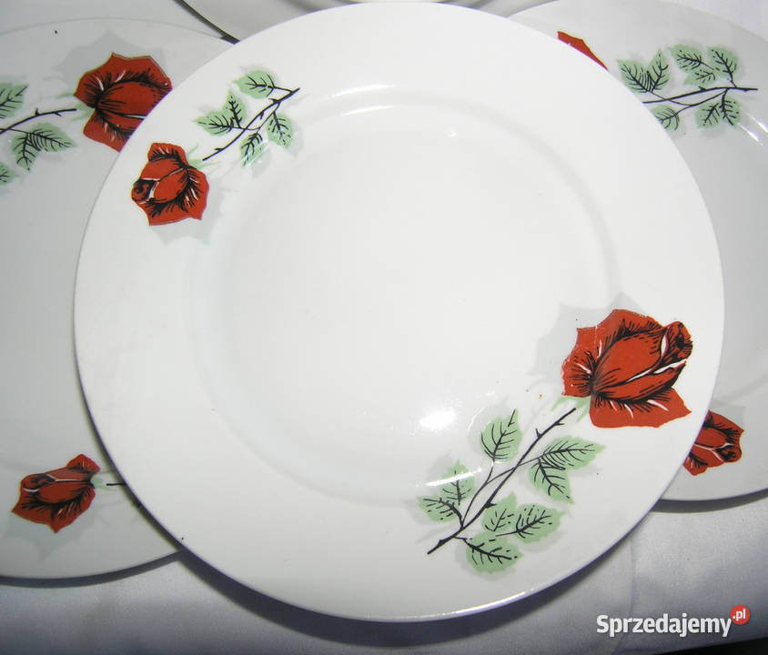 talerze deserowe vintage 6 sztuk WłocławekD Bartków
