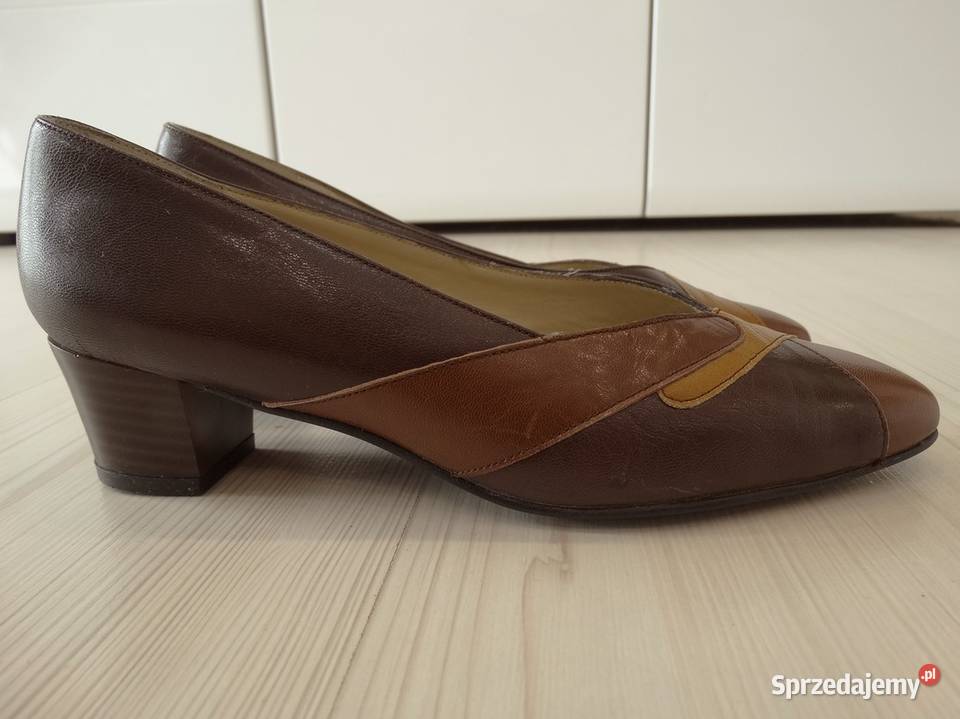 Buty Skórzane Półbuty Czółenka na Słupku Łomża