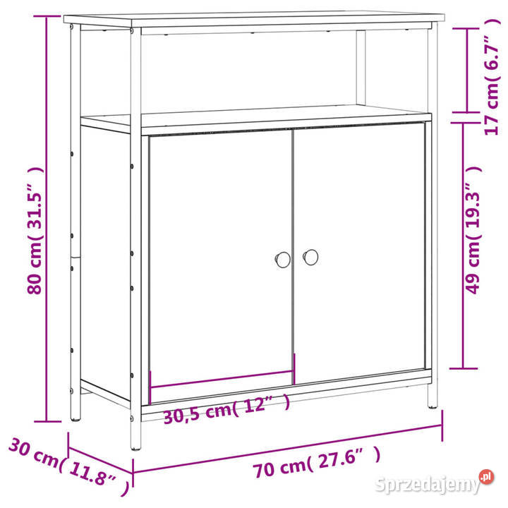Szafka przydymiony dąb 70x30x80 materiał Warszawa