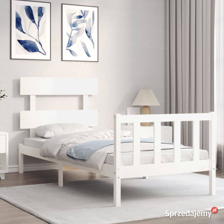 Rama łóżka bez materaca biała lite drewno 81cm Warszawa