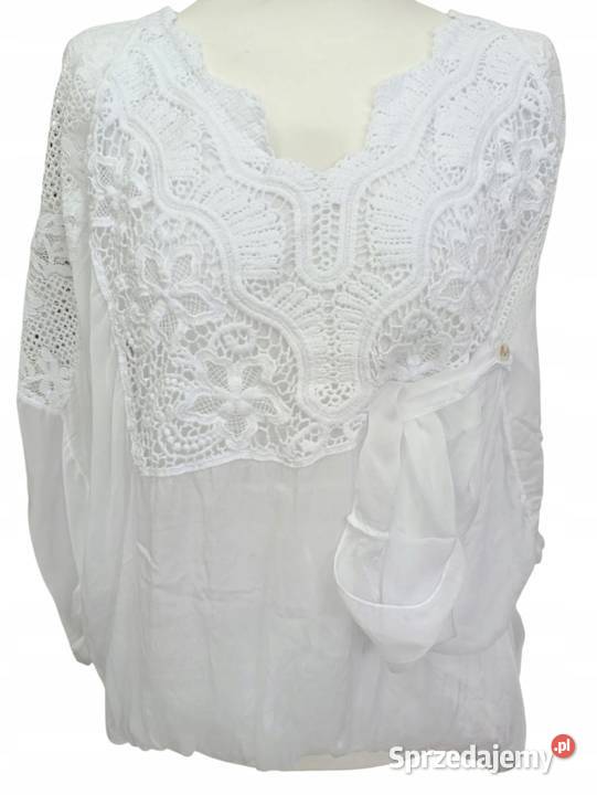 Bluzka damska plus size lekka etamina z koronką