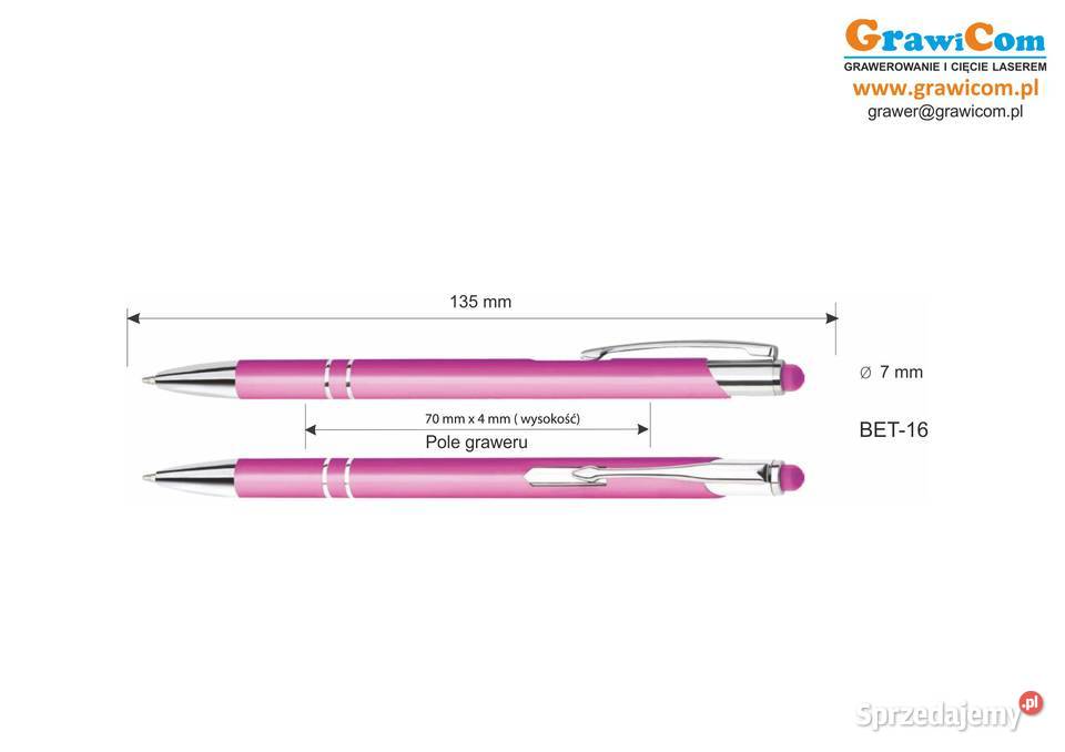 Długopisy metalowe z grawerem 500 różowe Leżajsk