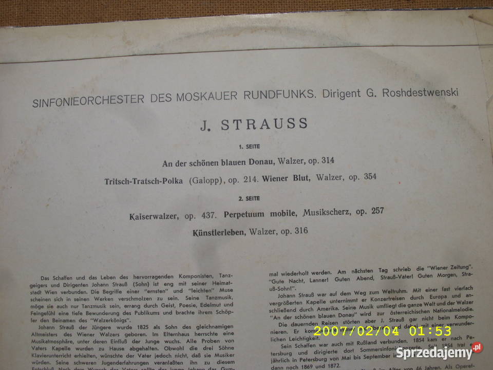 Klasyka JOHANN STRAUSS 4 plyty winylowe klasyczna