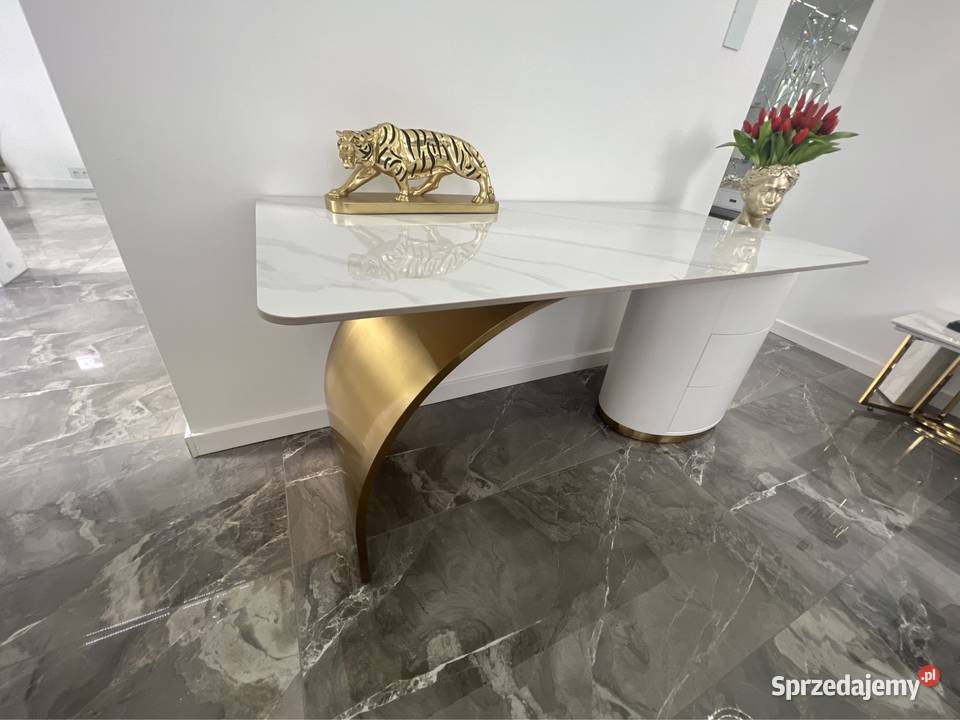 Nowoczesne biurko złote białe ze stali Glamour Nowy Sącz