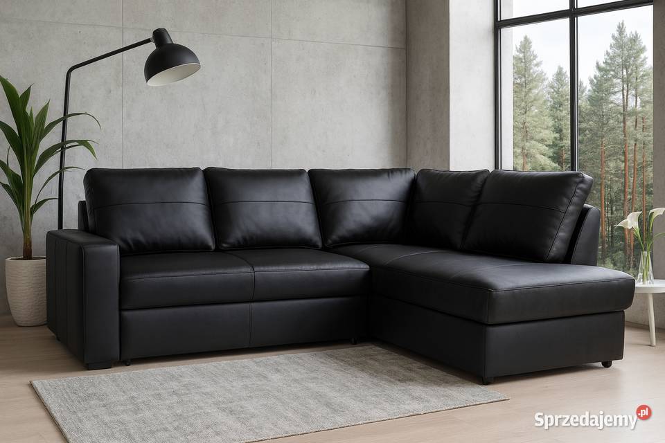 Kompaktowy narożnik Modern 100 skóra spanie i śląskie Piasek