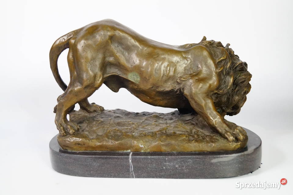 Figura z brązu groźny LEW piękna masywna rzeźba sprzedam