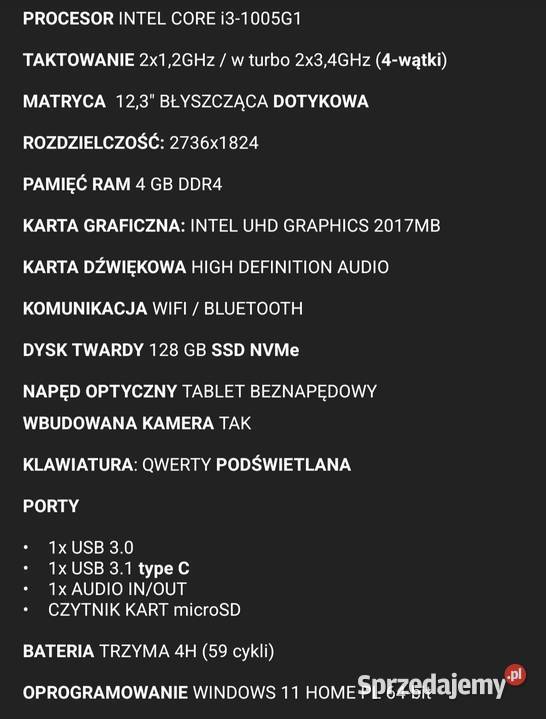 MICROSOFT SURFACE PRO 7 1866 i310th WiFi  Pozostałe Laptopy i netbooki Pruszków