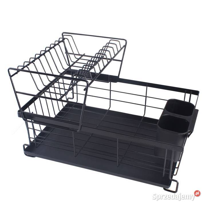 Dwupoziomowa suszarka ociekacz z tacką czarna czarny wielkopolskie
