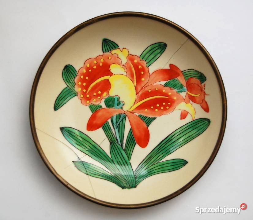 Patera orientalna porcelana biskwit mosiądz Lublin