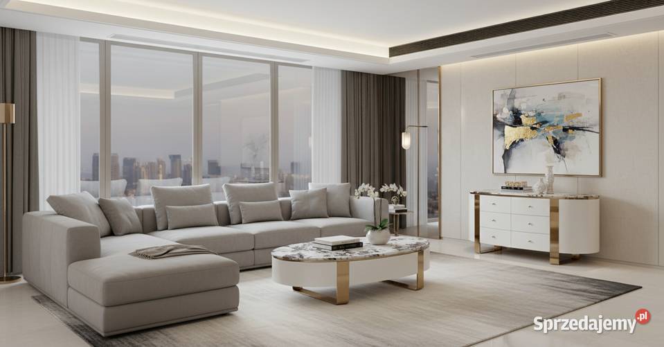 Komoda biała na złotych nogach z kamiennym Golkowice