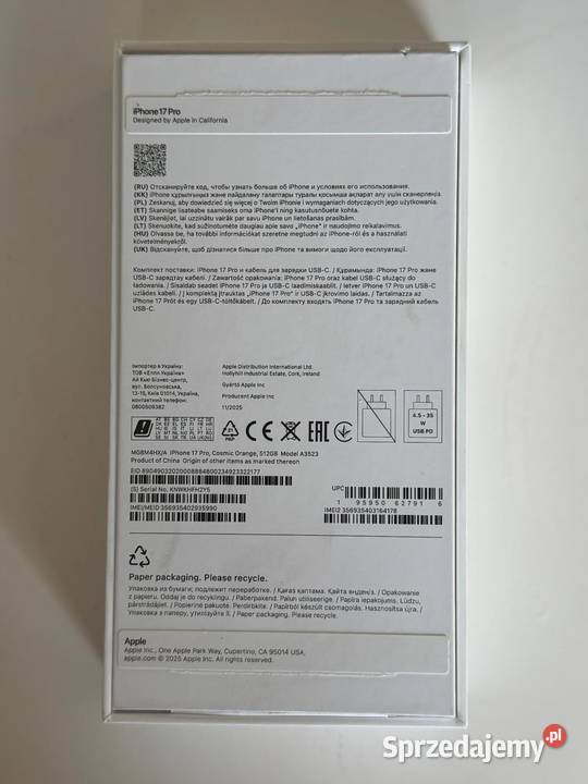 Syndyk sprzeda telefon komórkowy iPhone 17 Pro Telefony i Akcesoria Warszawa