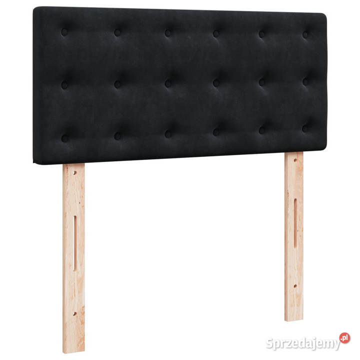 Łóżko kontynentalne z materacem czarne aksamit 100cm