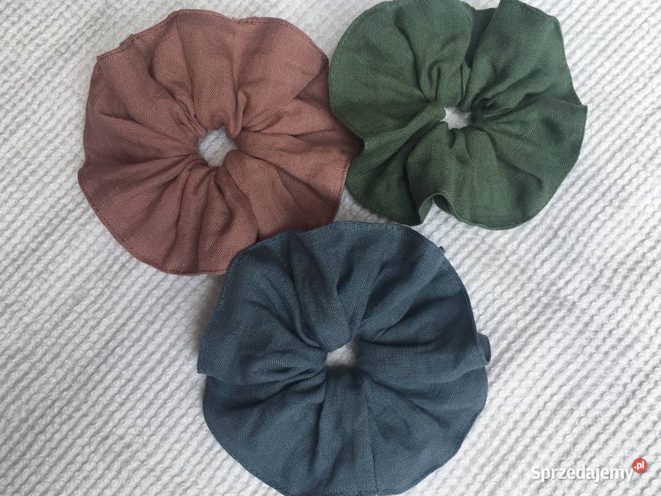 3 gumka do włosów scrunchie lniana ozdoba do mazowieckie Grodzisk Mazowiecki sprzedam