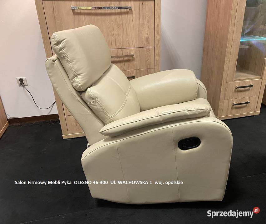 Nowy Fotel 80 RELAX Bujany Obrotowy SKÓRA Outlet Olesno