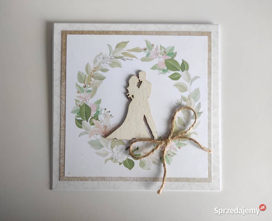 Kartka ręcznie robiona na ślub Para Mloda Łódź