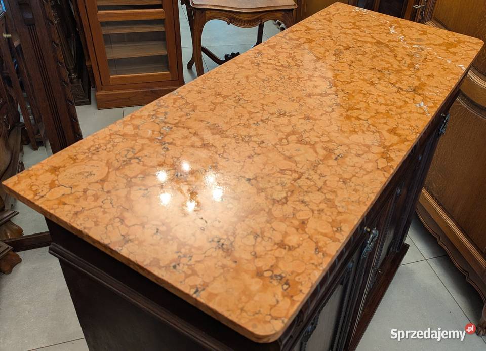 Piękna dębowa komodaszafka secesyjna z marmurem Meble Dąbrowa Górnicza