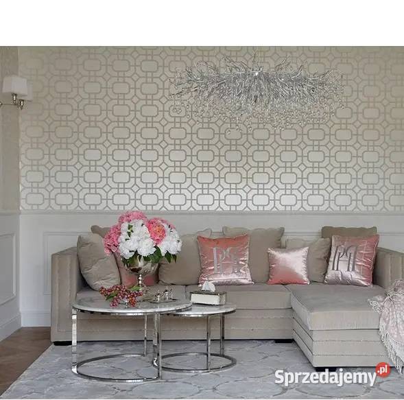 Stolik kawowy nowoczesny srebrny z białym blatem 80cm Warszawa