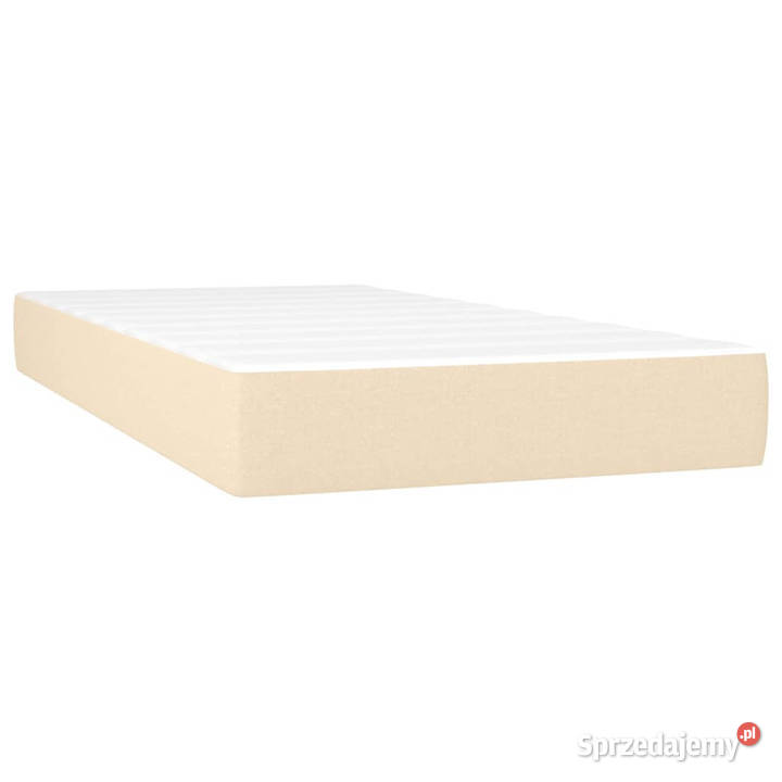 Łóżko kontynentalne z materacem kremowe tkanina 128cm