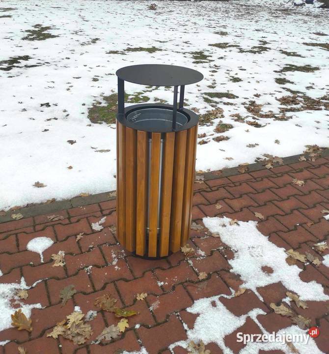Kosz uliczny parkowy miejski z daszkiem 45l W223 mazowieckie