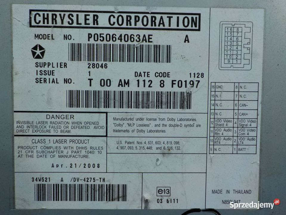 GRAND VOYAGER V 28 CRD AUT 08r 5D radio CD Radioodtwarzacze mazowieckie