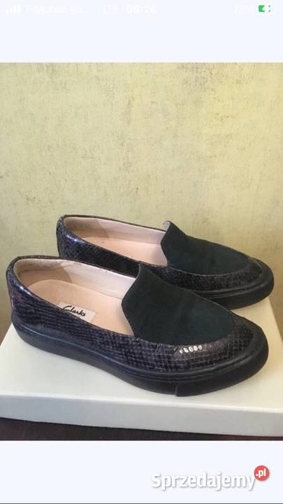 Mokasyny Clarks zielone skórzane 38