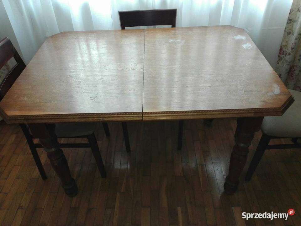 Stół rozsówany z krzesłami 78cm wielkopolskie Zbiersk-Cukrownia sprzedam