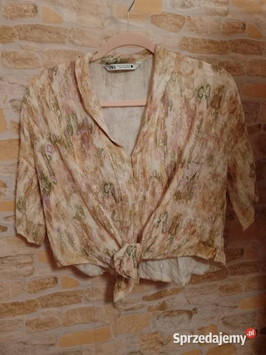 34XS ZARA Ekskluzywna Bluzka ze złotą nitką z Bluzki i koszule
