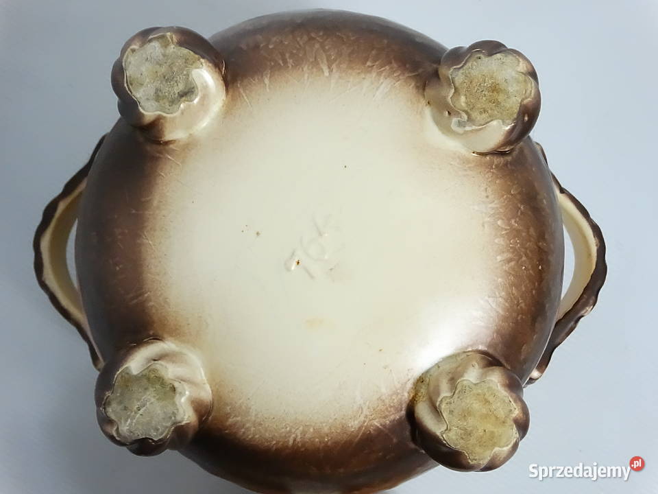 Stylowa ceramiczna waza retro na nóżkach Waza do Biłgoraj