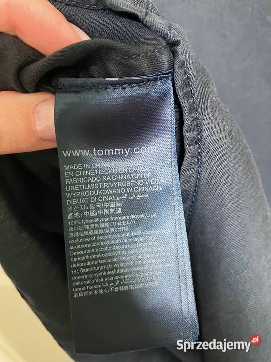 Nowa bluzka Tommy Hilfiger lyocell granatowa XS niebieski Nisko