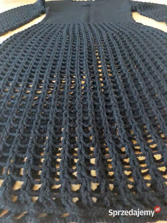 Ręcznie robiona sukienka dzianina wełna Warszawa