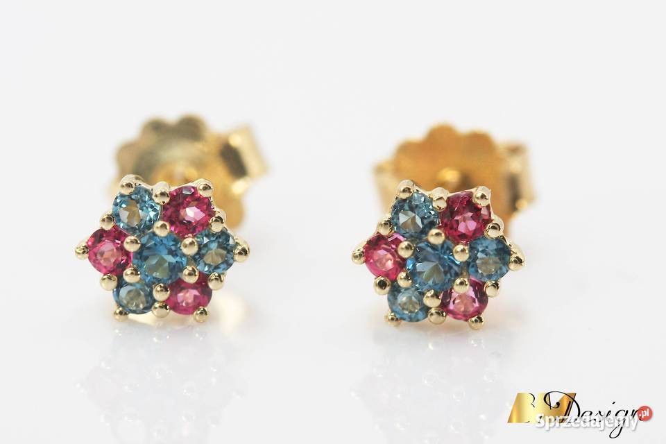Złote kolczyki 585 z naturalnymi topazami na podkarpackie Rzeszów