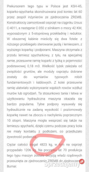 Ursus C4011 koparkospycharka w złomu użytkowego dolnośląskie Wińsko