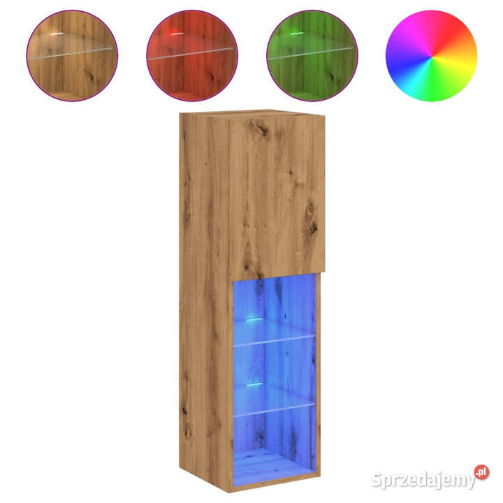 Szafka TV z LED dąb artisian 305x30x102 WM857678 mazowieckie Warszawa