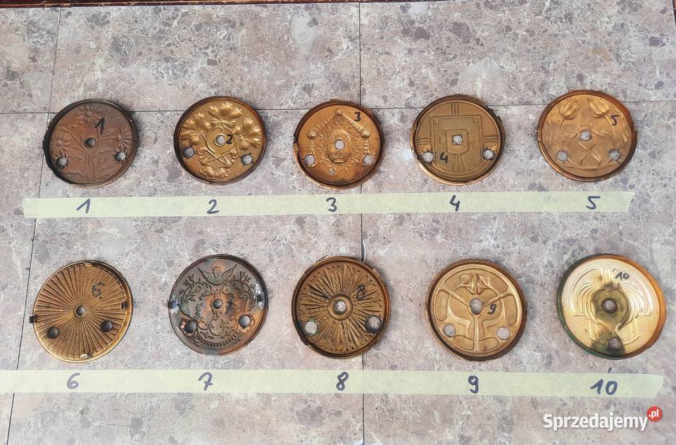 Środek tarczy zegara tłoczony zdobiony w otwór Antyki Tczew