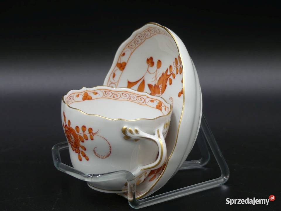 Duo do mokki Miśnia Meissen wzór indyjski stan Porcelana i szkło Poznań