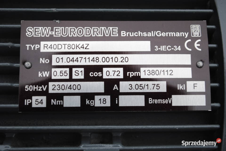 Motoreduktor 055kw 112obrmin firmy SEW Kargowa