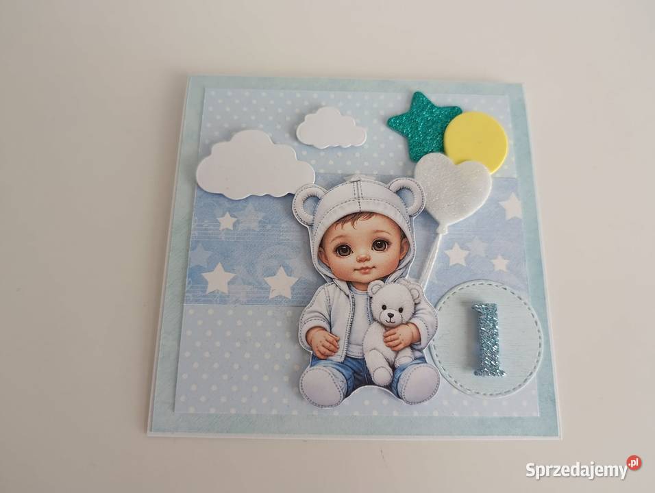 Kartka ręcznie robiona na urodziny roczek 02 Łódź