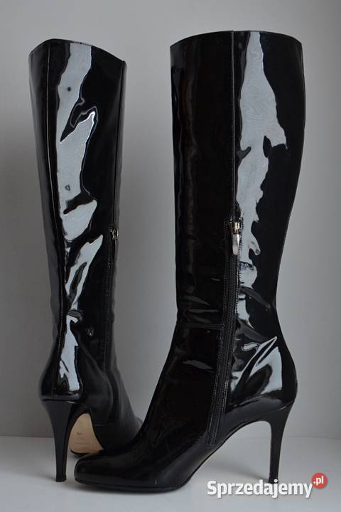 Kozaki Hobbs Roxy czarna skóra LAKIEROWANA skóra Białystok