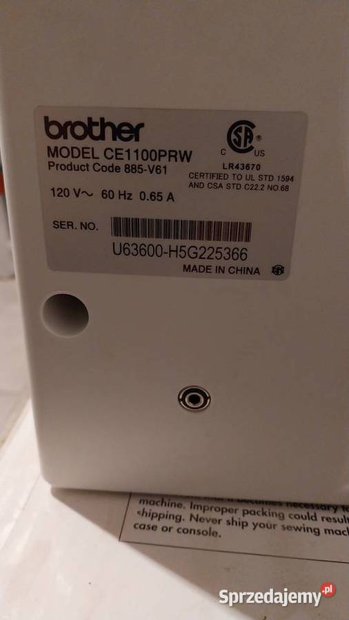 Maszyna do szycia Brother CE1100PRW Ciechocinek sprzedam