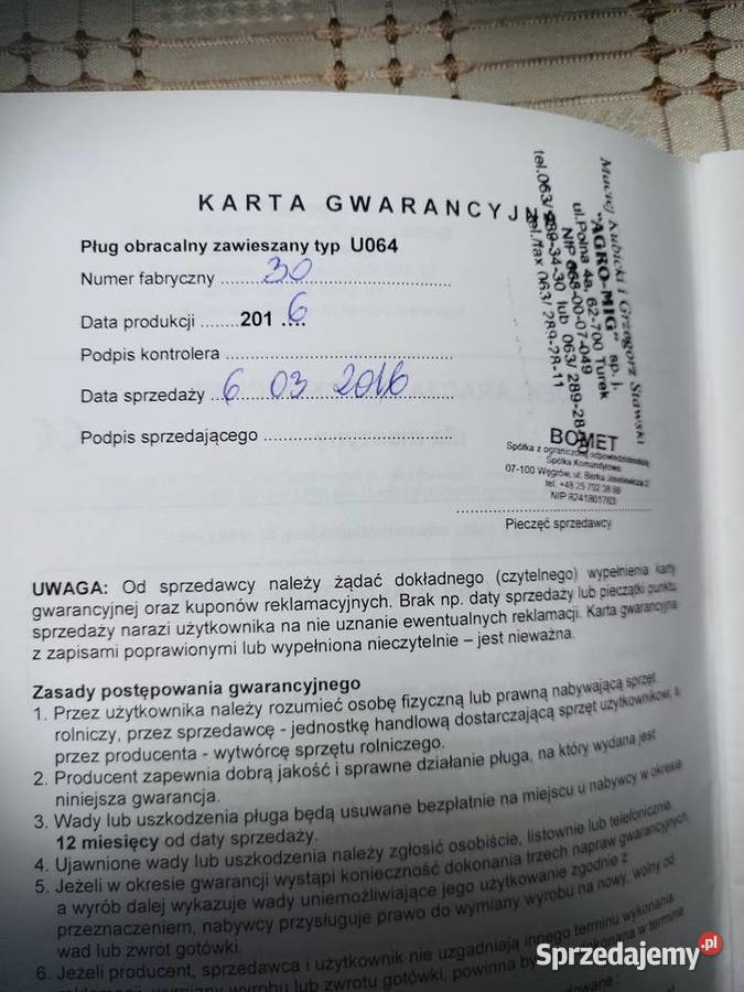 Sprzedam pług obrotowy 4 skibowy nieuszkodzony Pługi łódzkie Lipce Reymontowskie