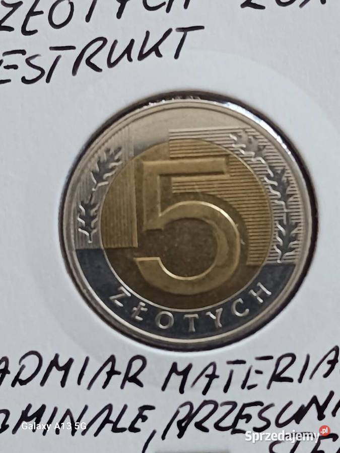 5 Złotych 2017 r Destrukt mennicy Konin