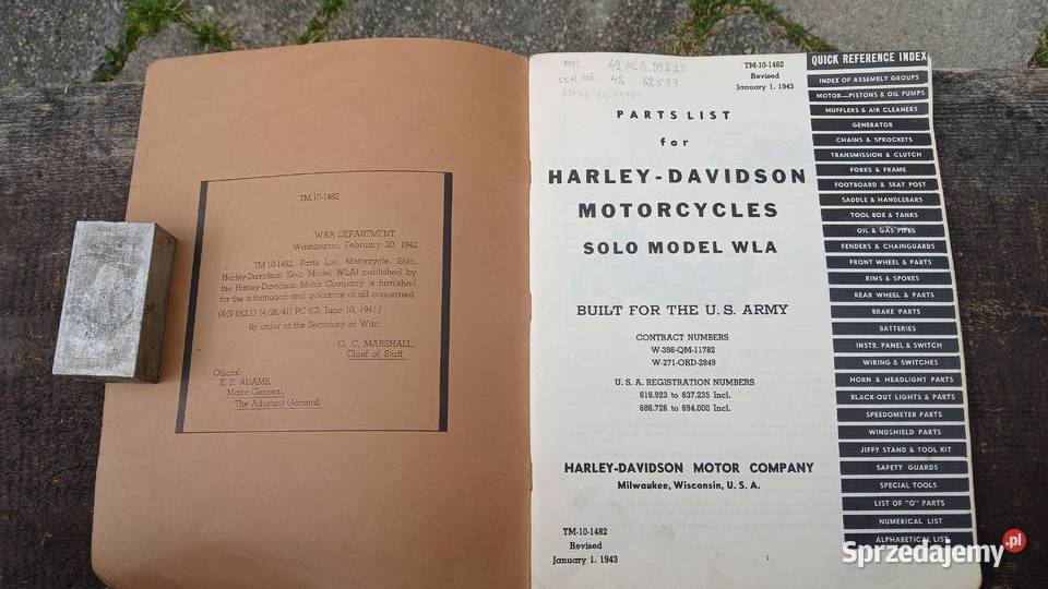 HArley Davidson WLA Katalog czesci Gryfów Śląski