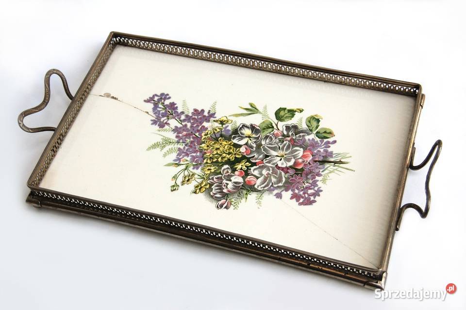 Patera secesyjna Secesja ceramika metal kwiaty Lublin