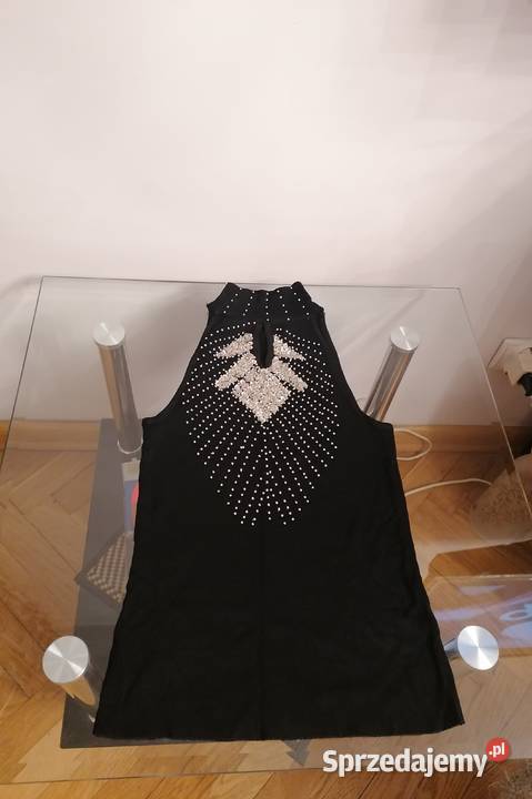 NOWY ELEGANCKI CZARNY TOP Z PÓŁGOLFEM CEKINY Łódź