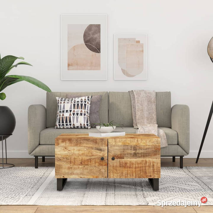 Stolik kawowy 80x50x40 lite drewno mango i płyta