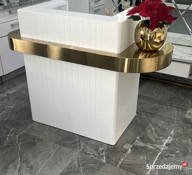 Biała złota recepcja lada do gabinetu do salonu