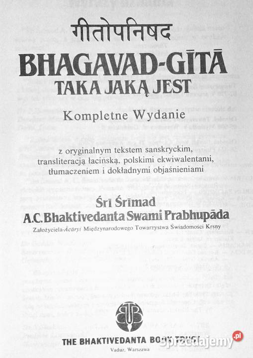 BhagavadGita Taka jaką jest Sri Srimad AC twarda z obwolutą Chełm