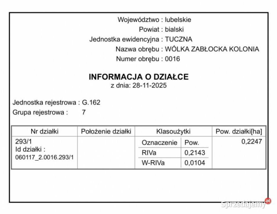 Działka budowlana Wólka Zabłocka Kolonia polna Wólka Zabłocka-Kolonia
