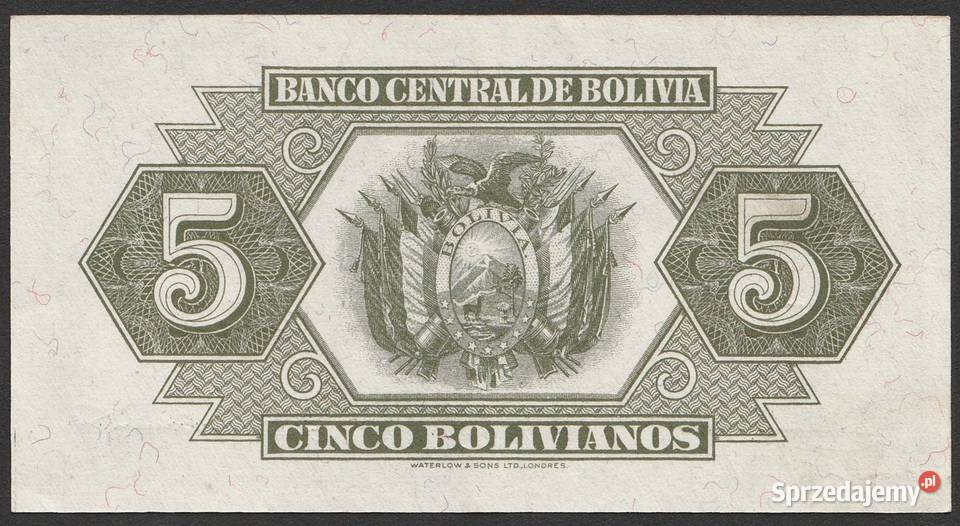BOLIWIA 5 bolivianos 1928 Stan bankowy UNC