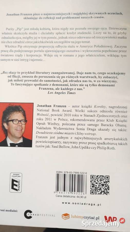 Książka pt Bez skazy Jonathan Franzen twarda Leszno